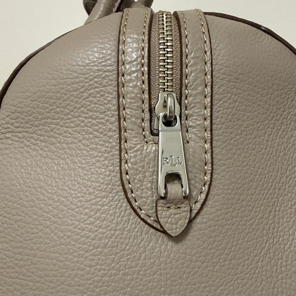 Ralph Lauren Taupe Leather Satchel Handbag with Tassel - Picture 5 of 12